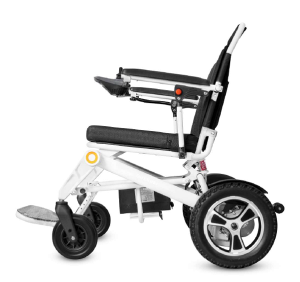 white Wheelchair side pic Ultra‑Light Electric Wheelchair – with wider seat